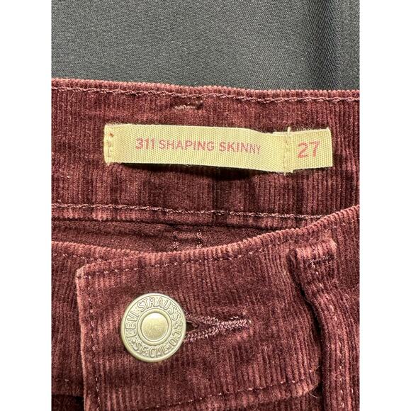 Levi’s 311 Shaping Skinny Jeans Maroon Corduroy Women 27" x 32" - Picture 4 of 12